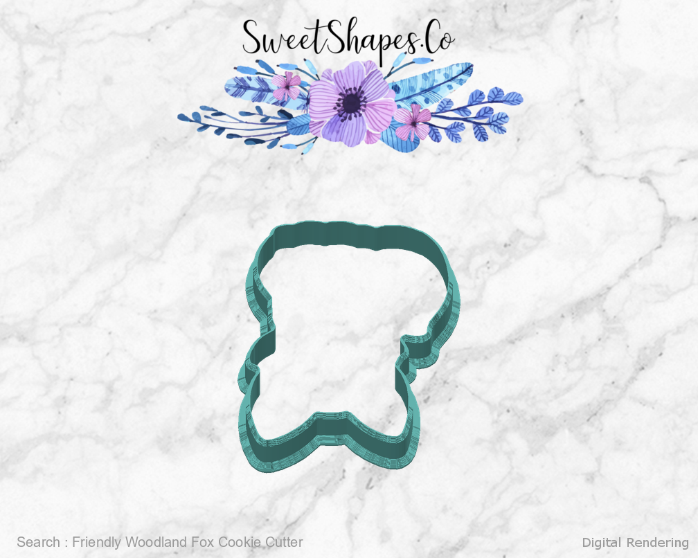 Friendly Woodland Fox Cookie Cutter — back view
