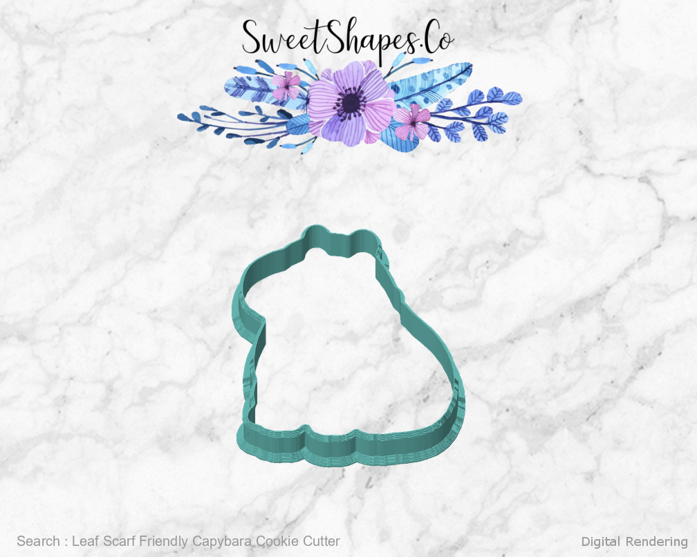 Leaf Scarf Friendly Capybara Cookie Cutter — front view