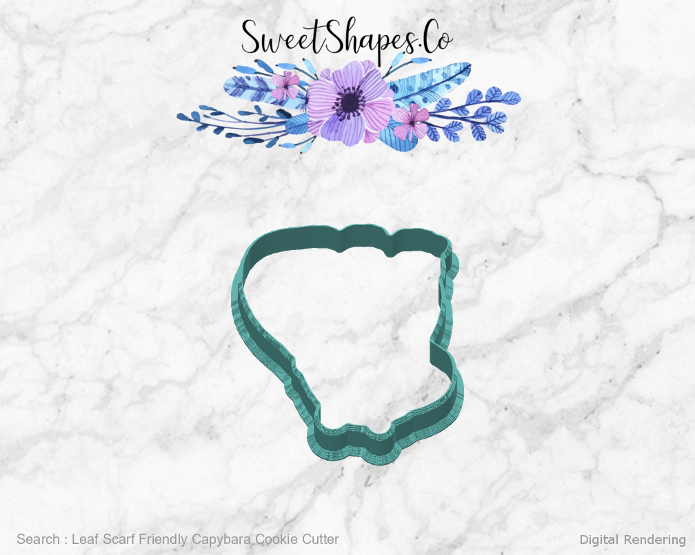 Leaf Scarf Friendly Capybara Cookie Cutter — back view