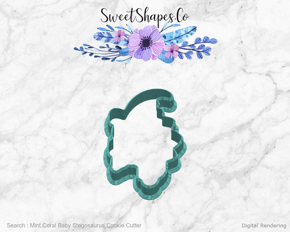 Mint Coral Baby Stegosaurus Cookie Cutter — right view