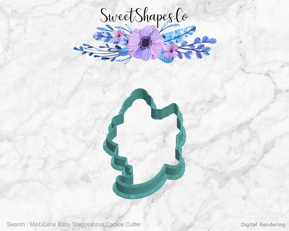 Mint Coral Baby Stegosaurus Cookie Cutter — left view