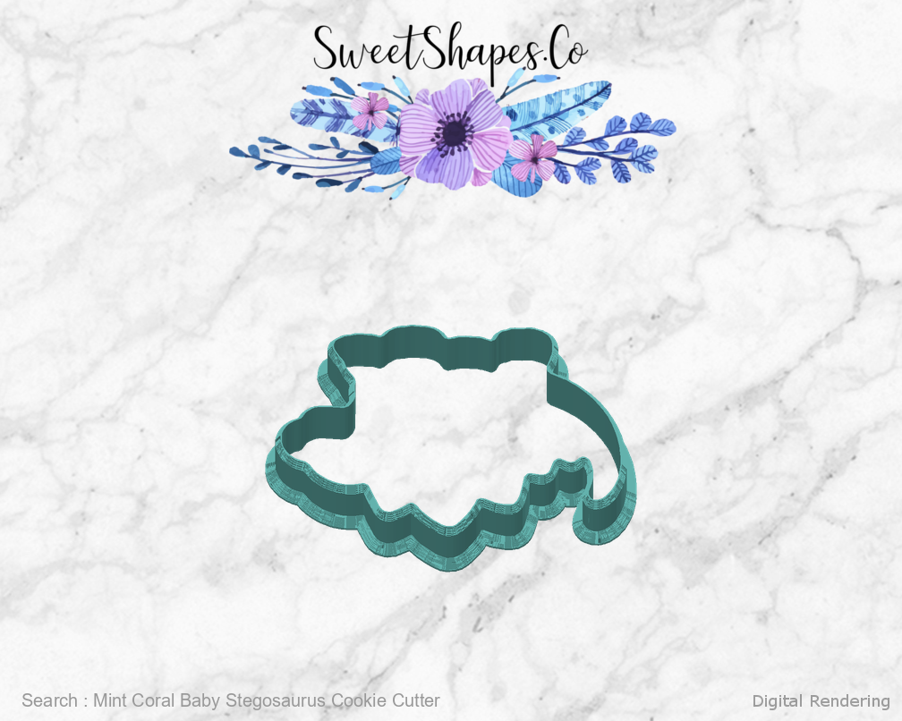 Mint Coral Baby Stegosaurus Cookie Cutter — back view