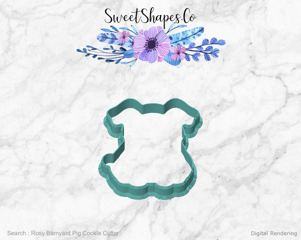 Rosy Barnyard Pig Cookie Cutter — front view