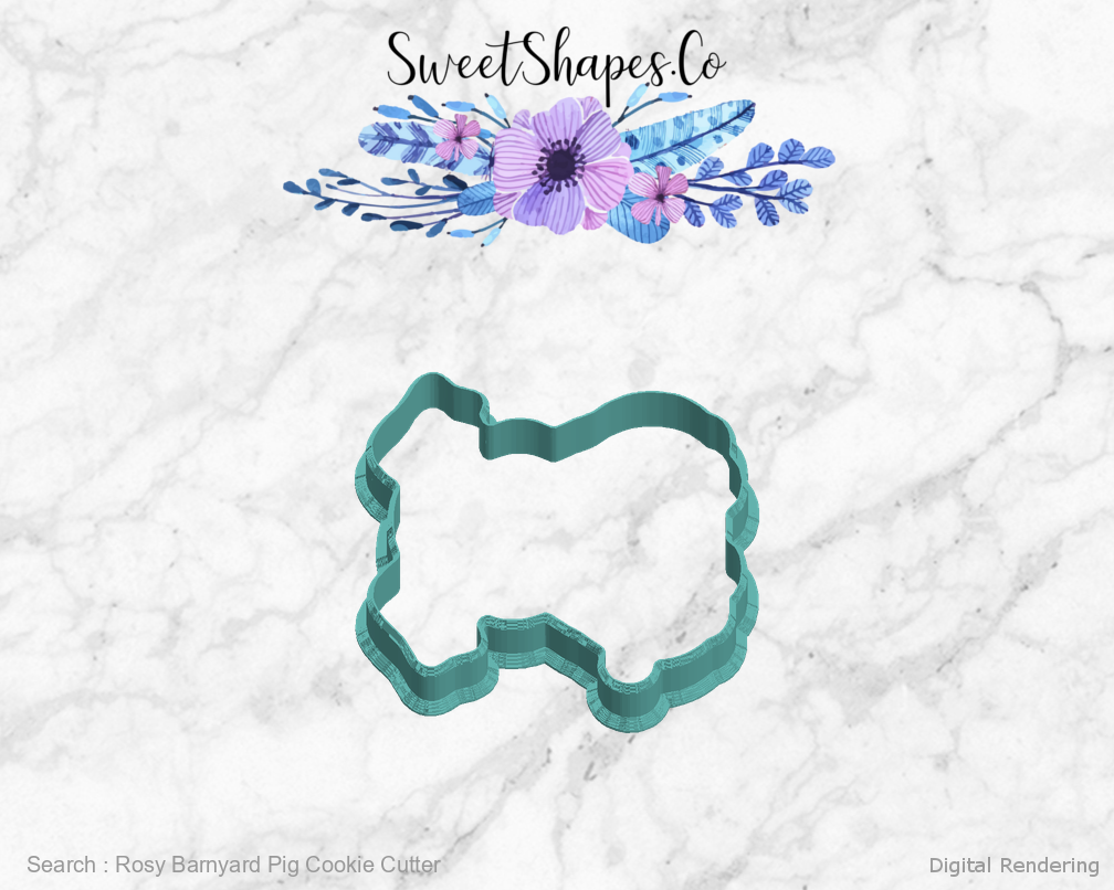 Rosy Barnyard Pig Cookie Cutter — left view