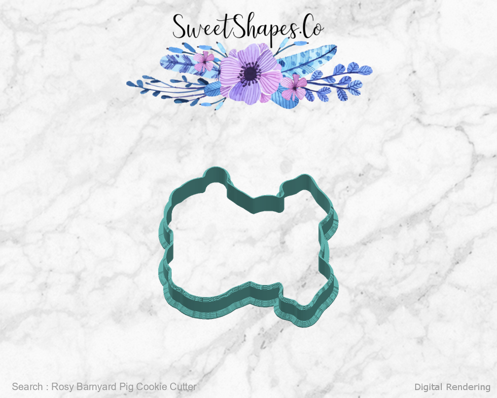 Rosy Barnyard Pig Cookie Cutter — right view