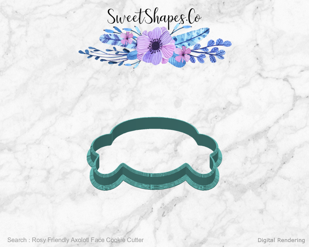 Rosy Friendly Axolotl Face Cookie Cutter — back view