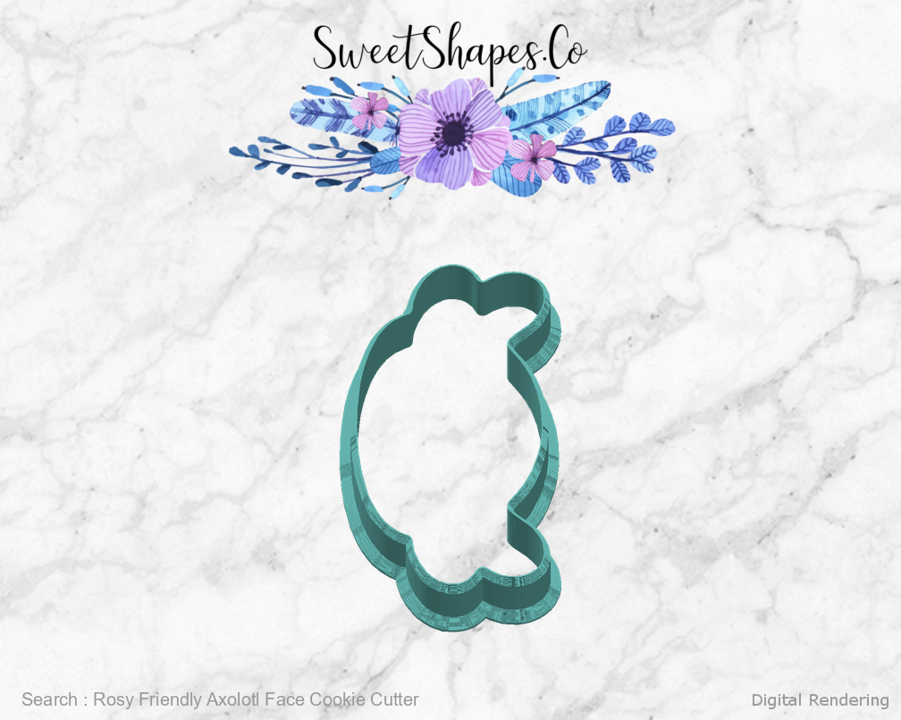 Rosy Friendly Axolotl Face Cookie Cutter — right view