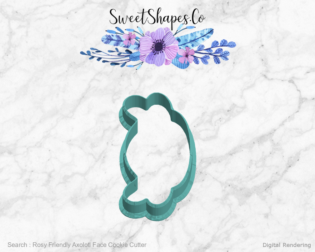 Rosy Friendly Axolotl Face Cookie Cutter — left view