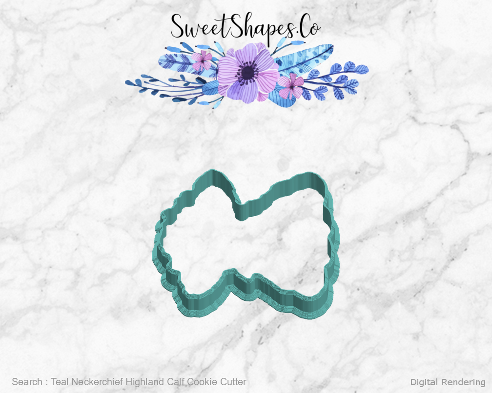 Teal Neckerchief Highland Calf Cookie Cutter — left view