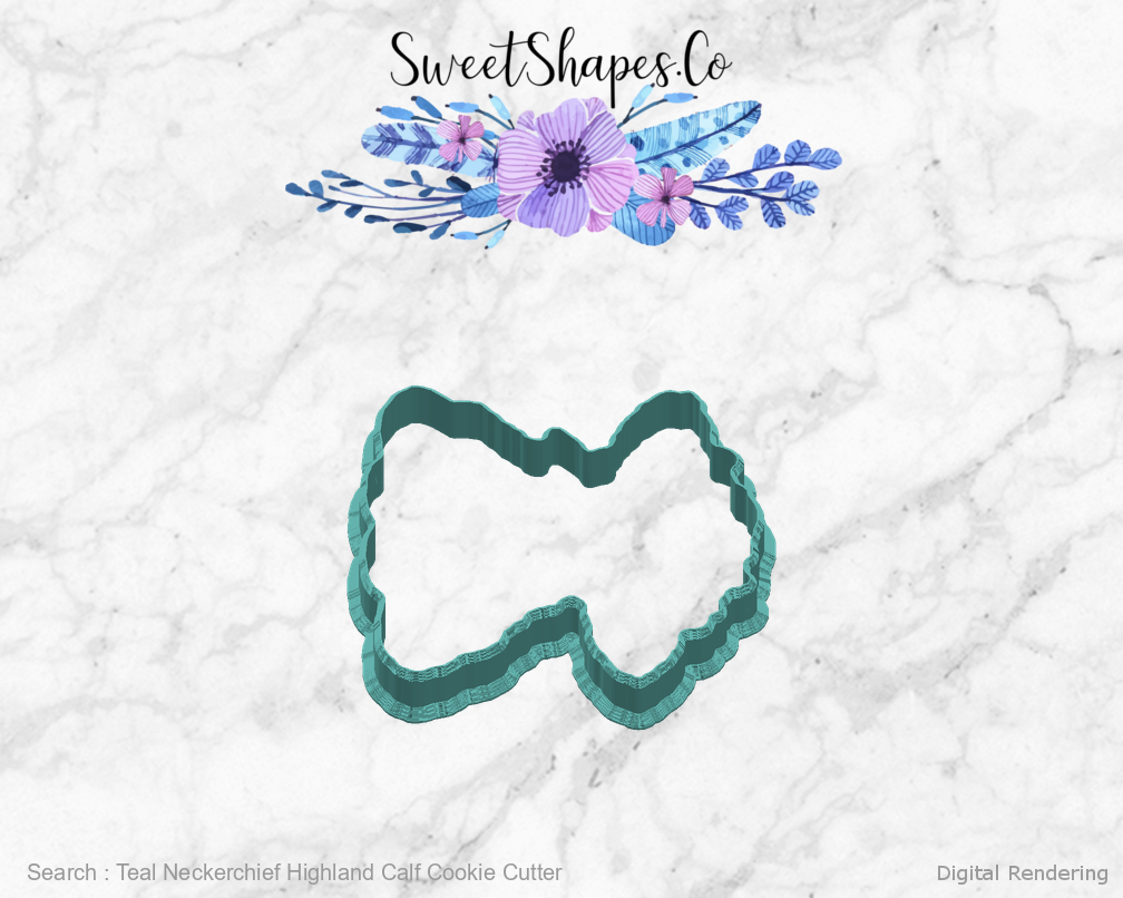 Teal Neckerchief Highland Calf Cookie Cutter — right view
