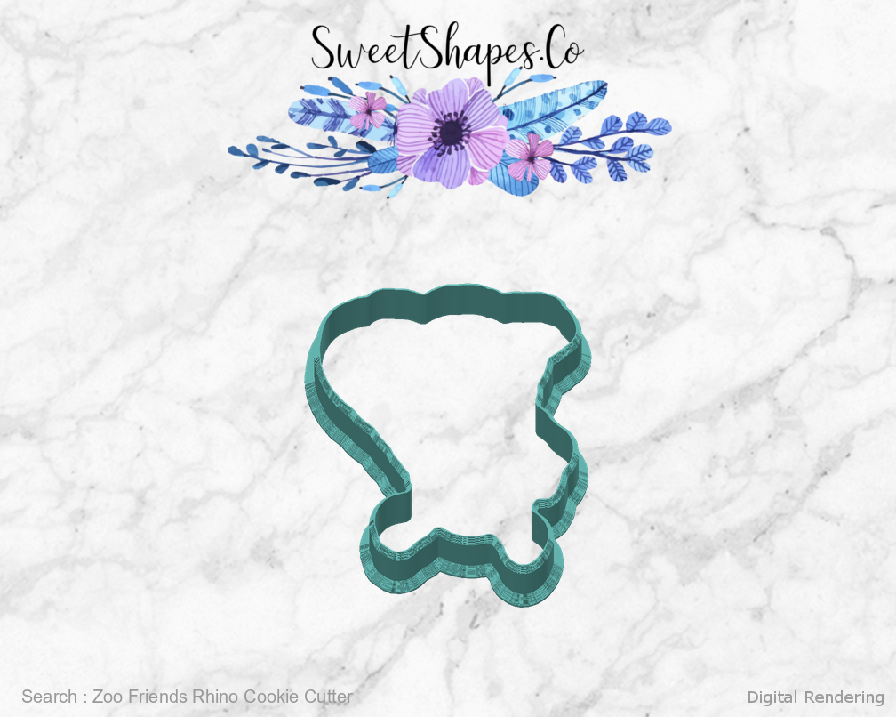 Zoo Friends Rhino Cookie Cutter — back view
