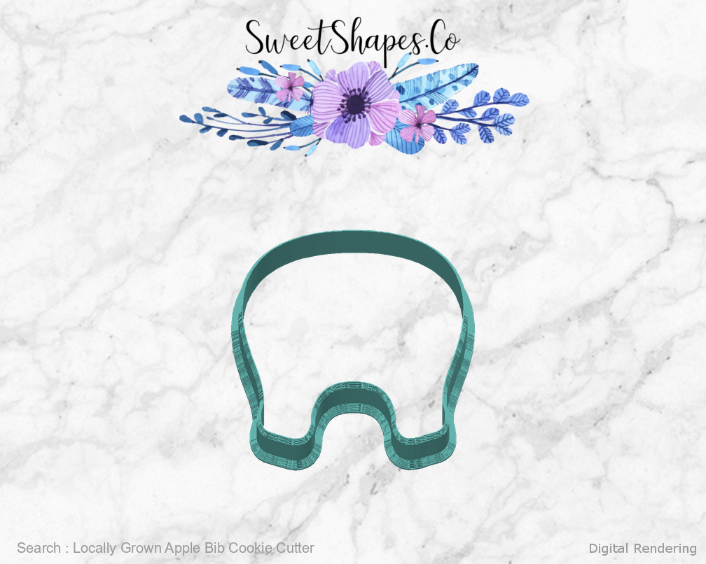 Locally Grown Apple Bib Cookie Cutter — back view