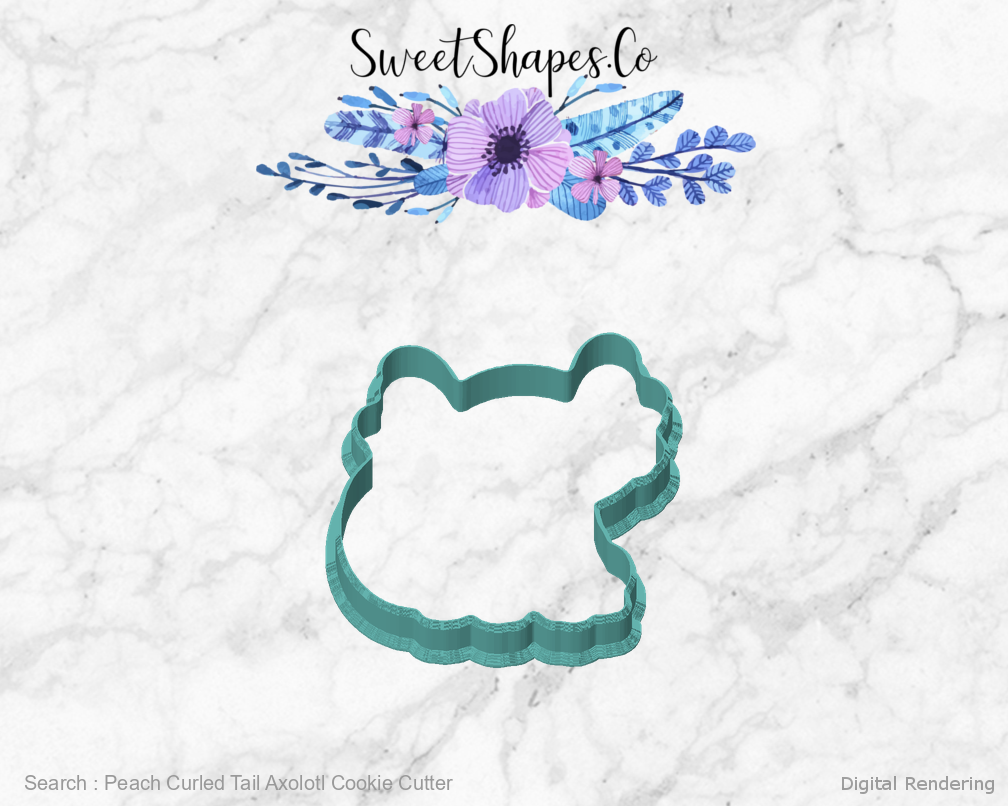 Peach Curled Tail Axolotl Cookie Cutter — front view