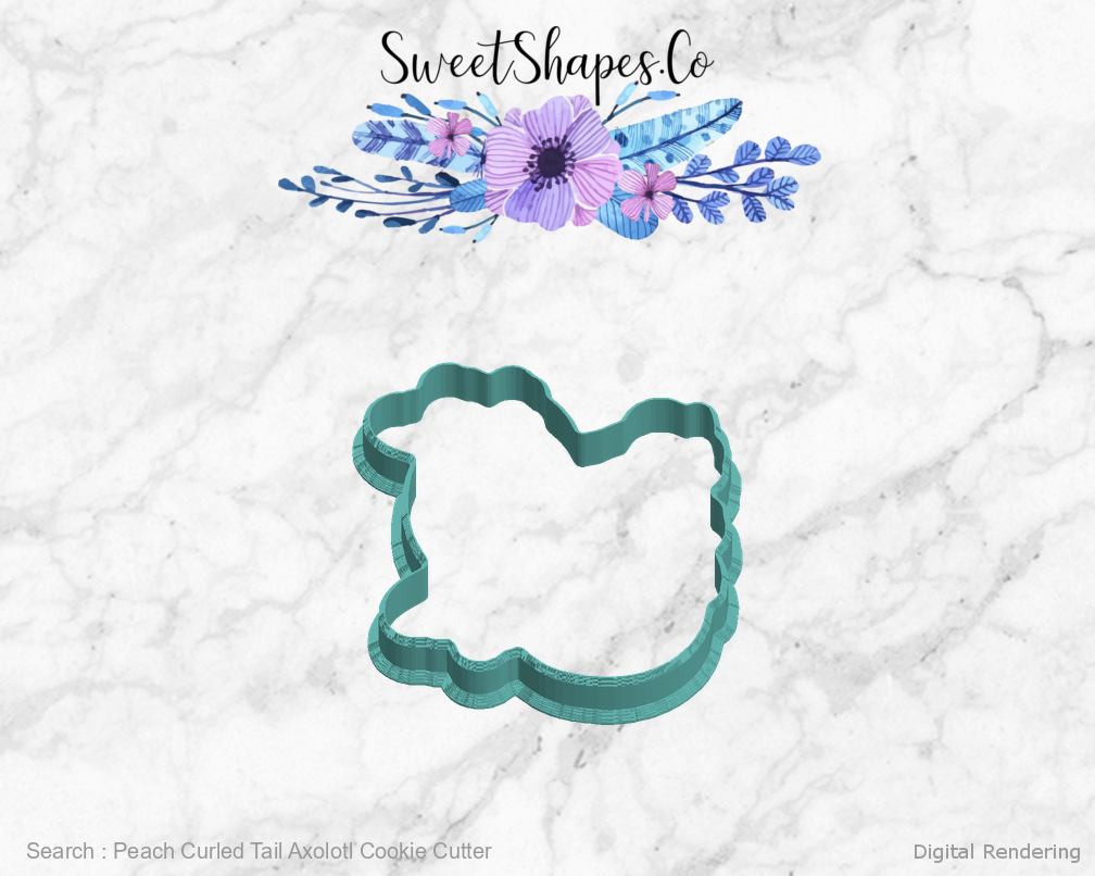 Peach Curled Tail Axolotl Cookie Cutter — left view