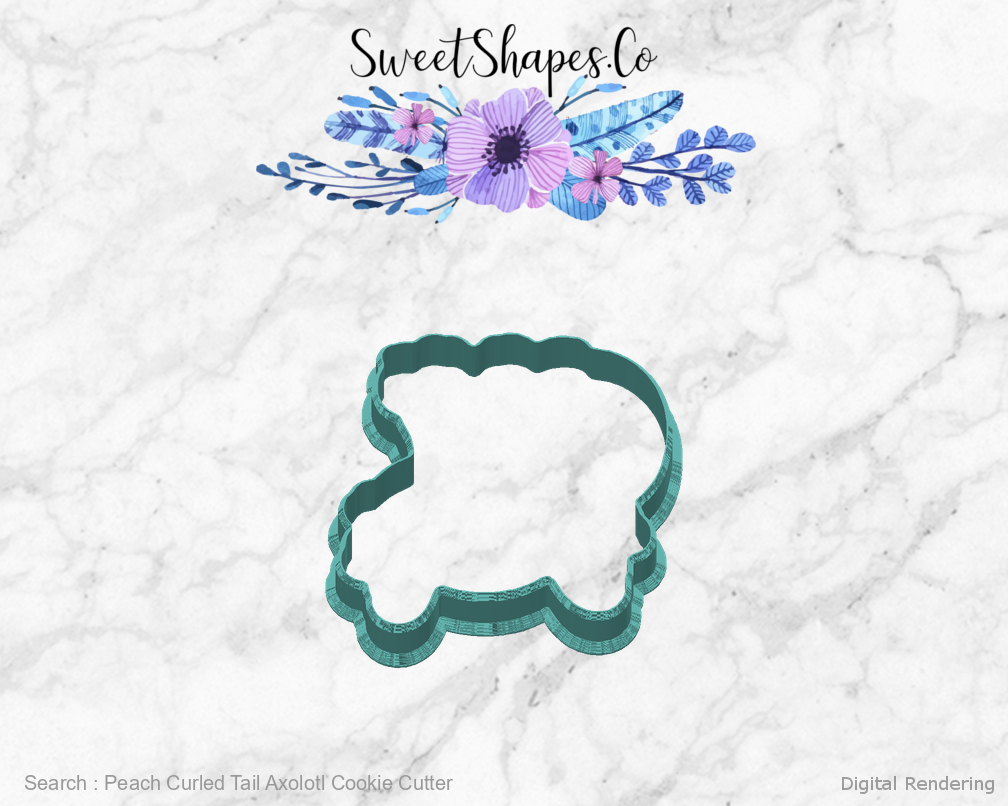 Peach Curled Tail Axolotl Cookie Cutter — back view