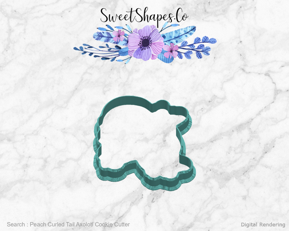 Peach Curled Tail Axolotl Cookie Cutter — right view
