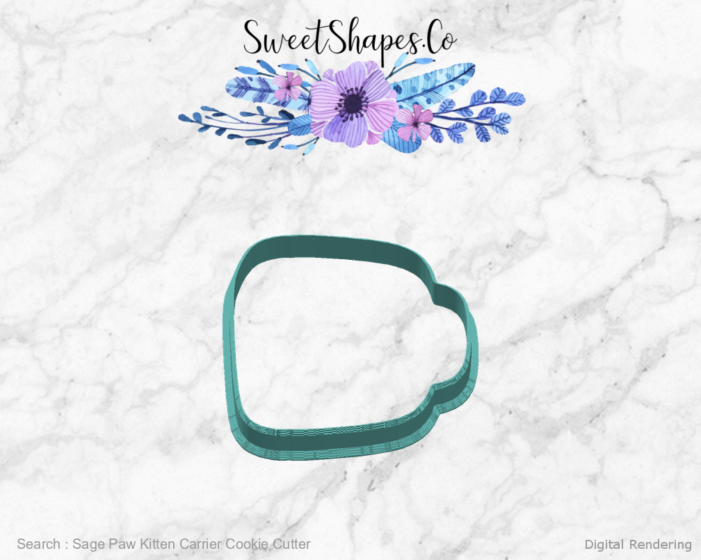Sage Paw Kitten Carrier Cookie Cutter — right view