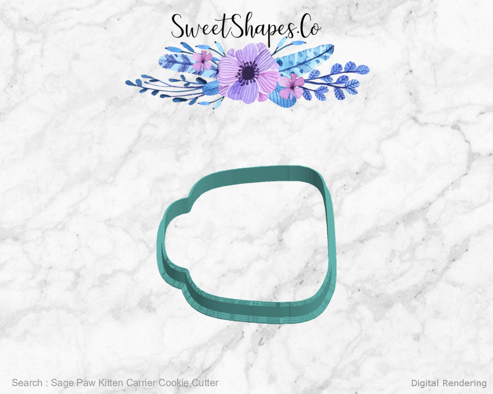 Sage Paw Kitten Carrier Cookie Cutter — left view