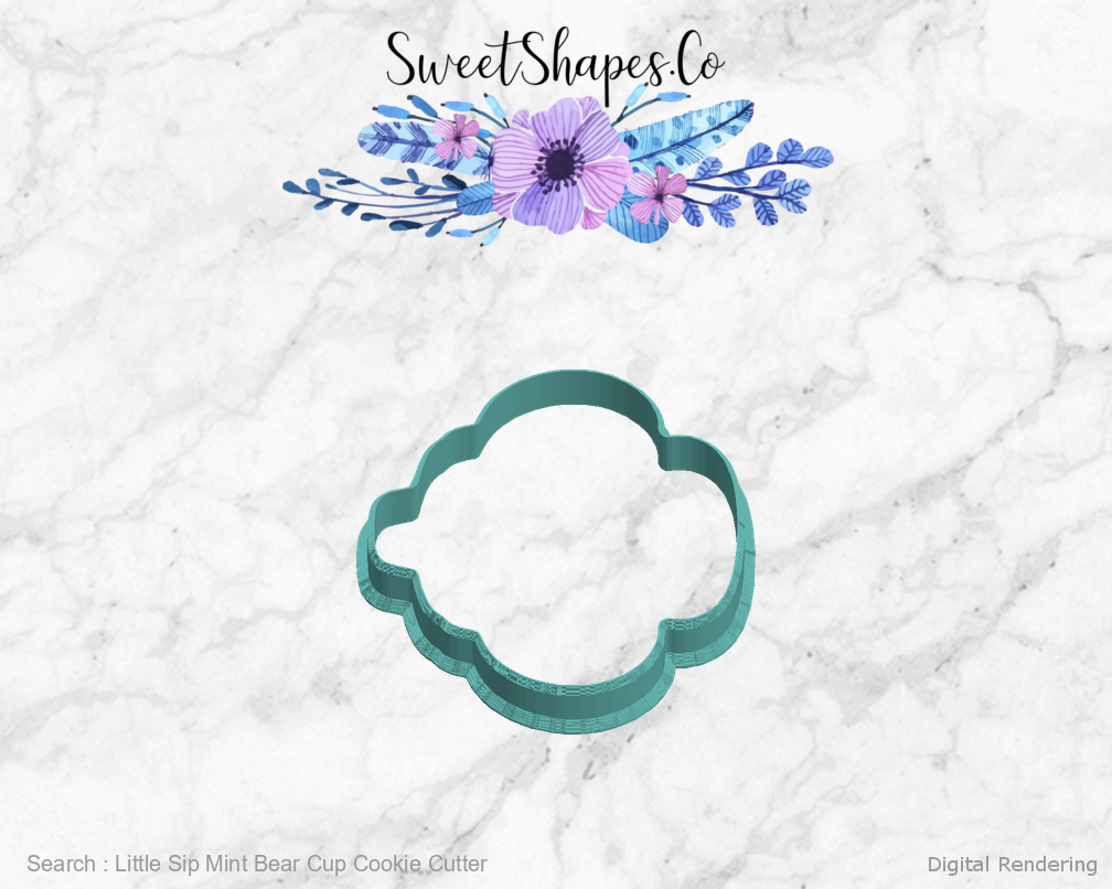 Little Sip Mint Bear Cup Cookie Cutter — left view