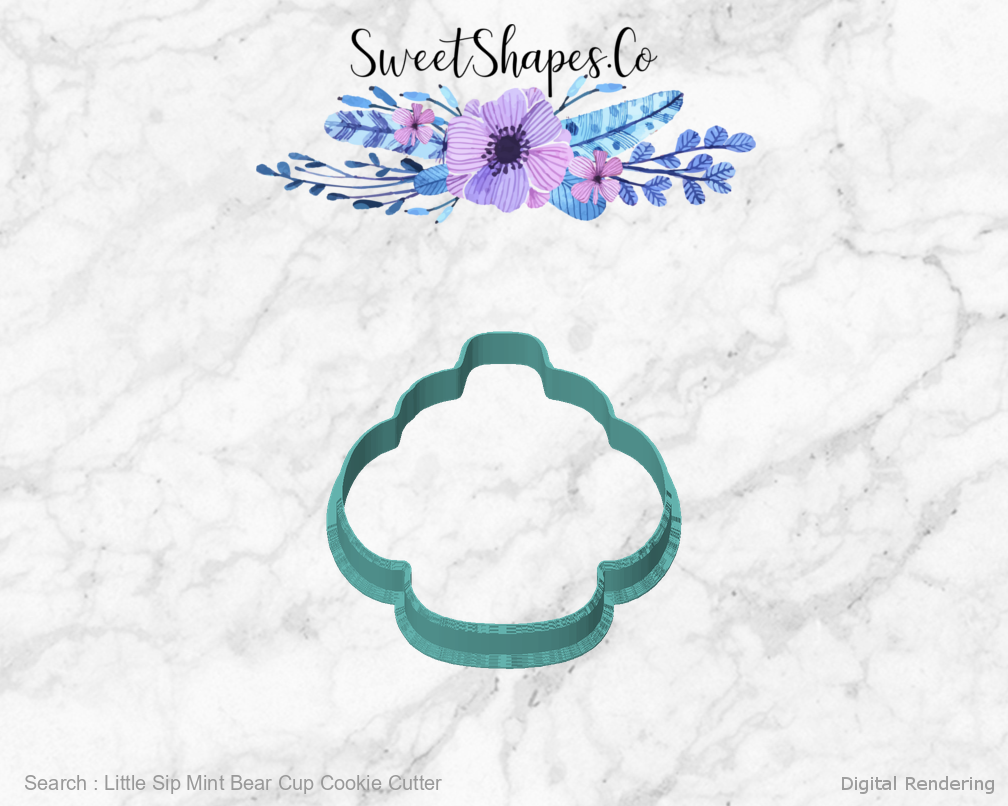 Little Sip Mint Bear Cup Cookie Cutter — front view