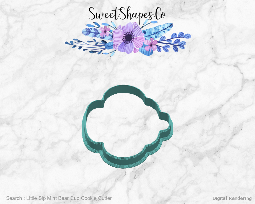 Little Sip Mint Bear Cup Cookie Cutter — right view