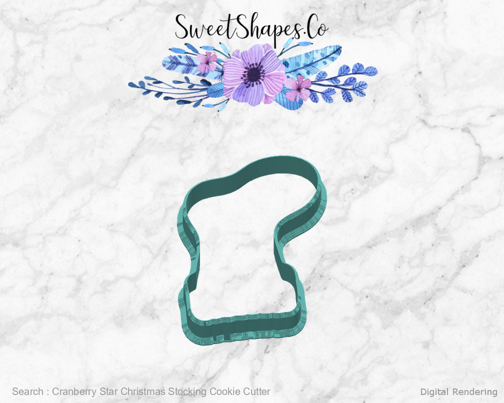 Cranberry Star Christmas Stocking Cookie Cutter — back view
