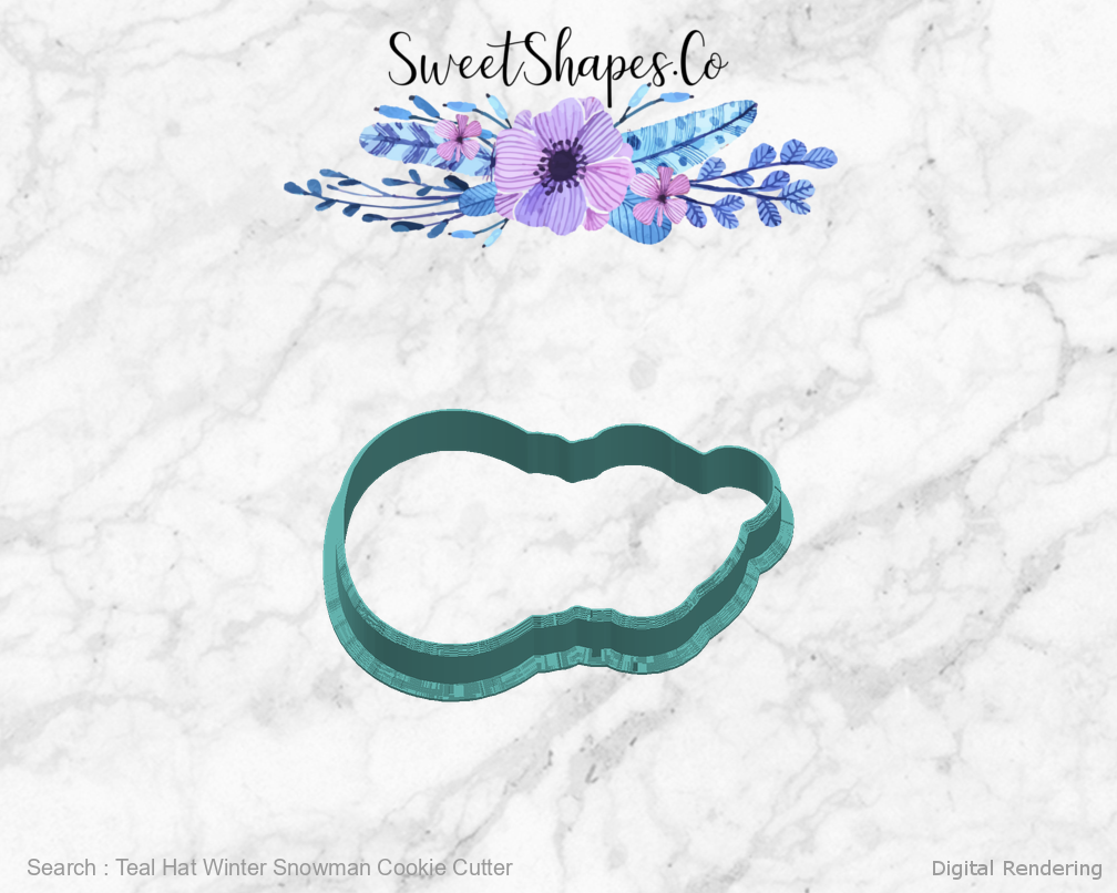 Teal Hat Winter Snowman Cookie Cutter — right view