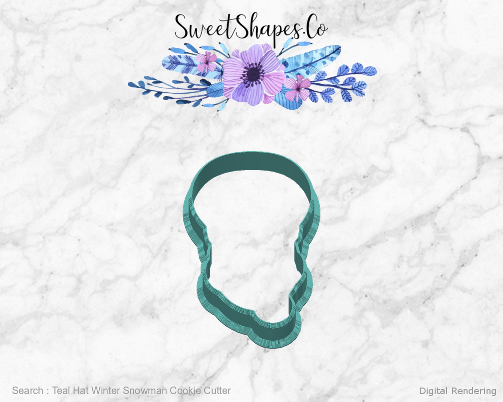 Teal Hat Winter Snowman Cookie Cutter — back view