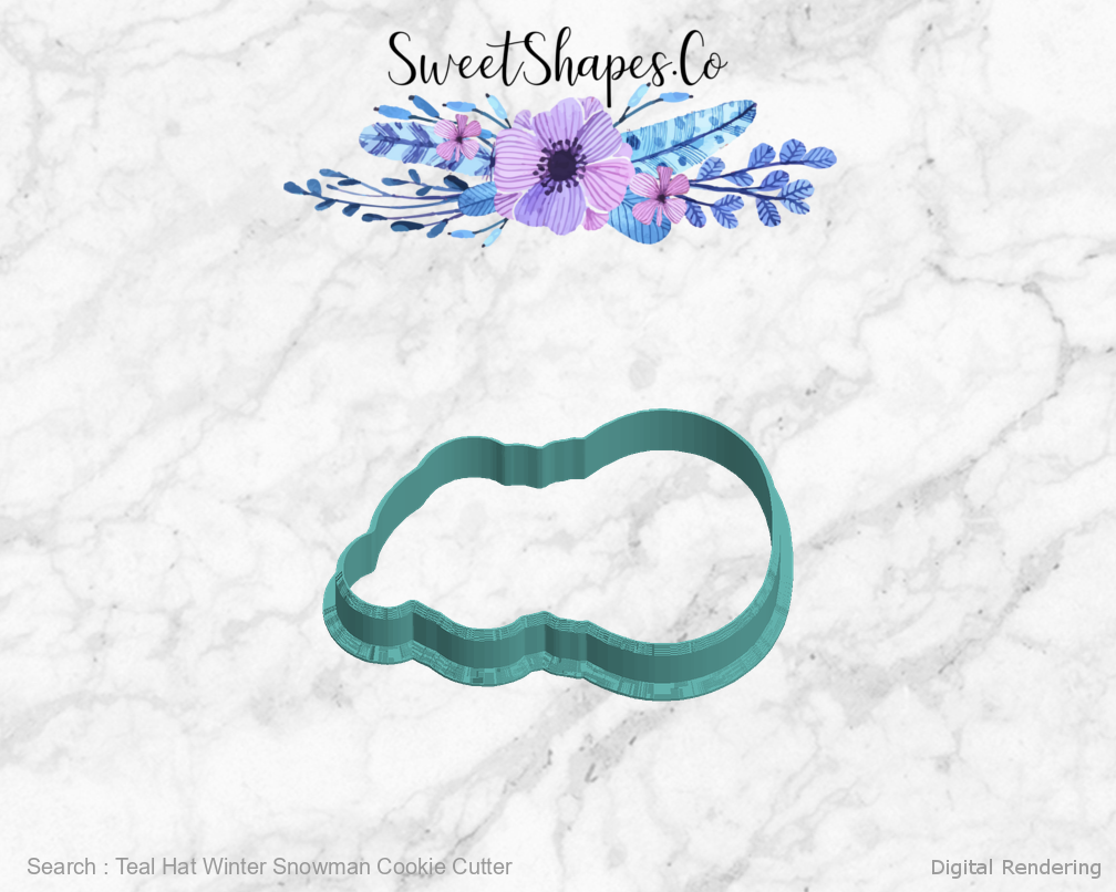 Teal Hat Winter Snowman Cookie Cutter — left view