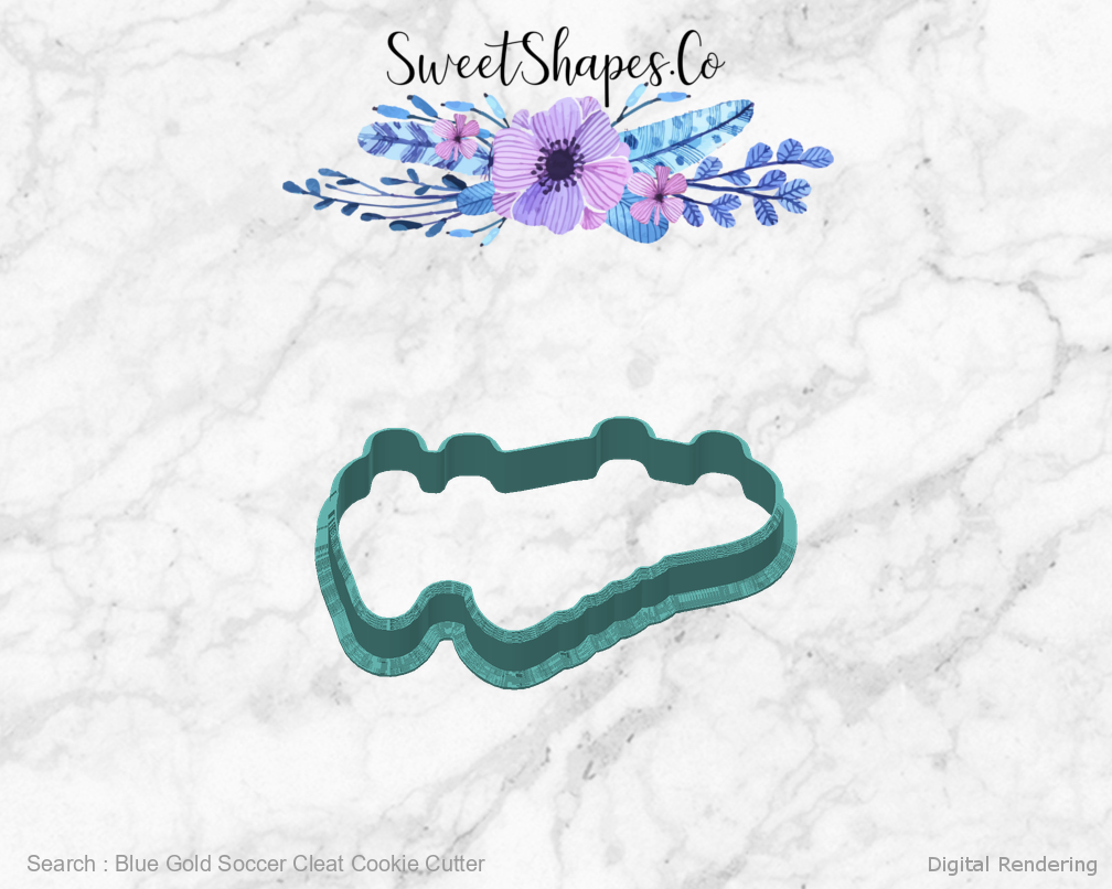 Blue Gold Soccer Cleat Cookie Cutter — back view
