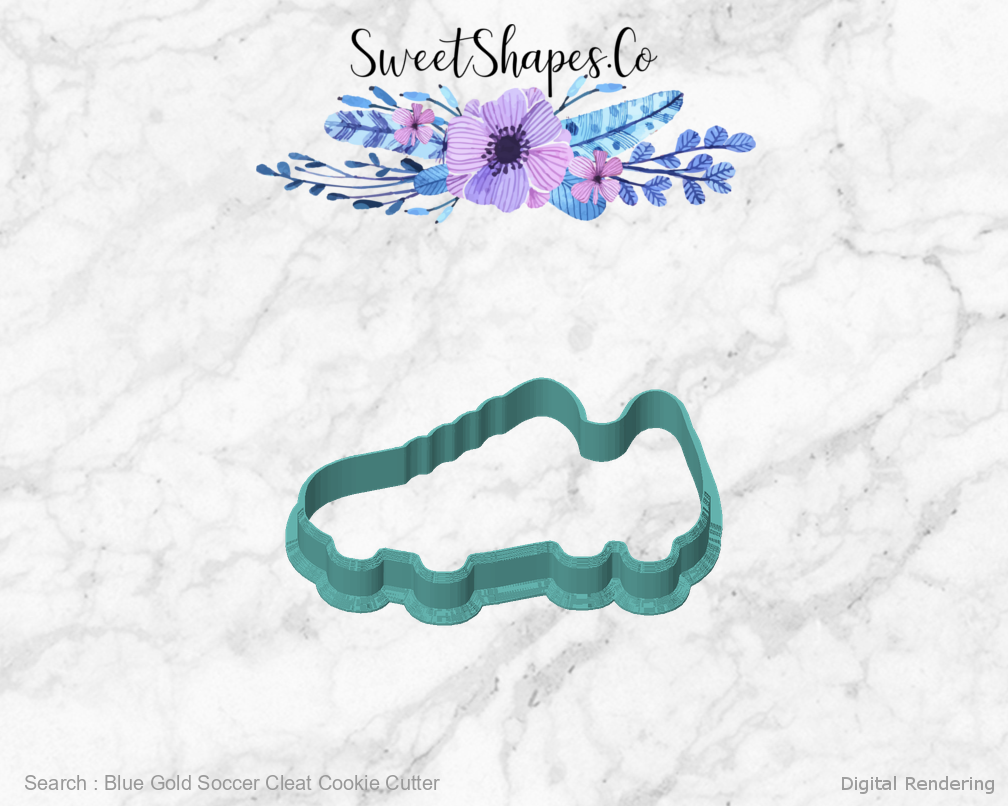 Blue Gold Soccer Cleat Cookie Cutter — front view