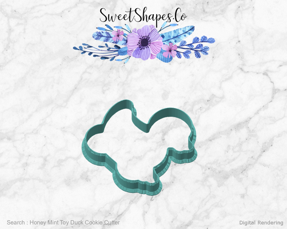 Honey Mint Toy Duck Cookie Cutter — angled front view