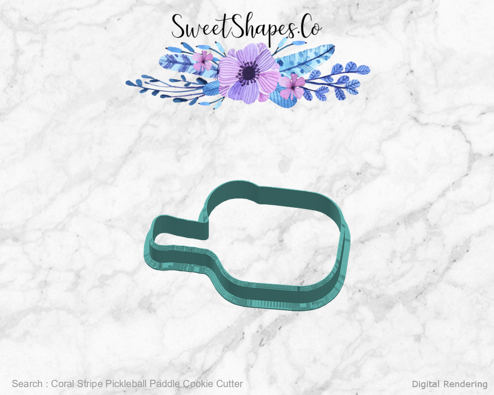 Coral Stripe Pickleball Paddle Cookie Cutter — right view