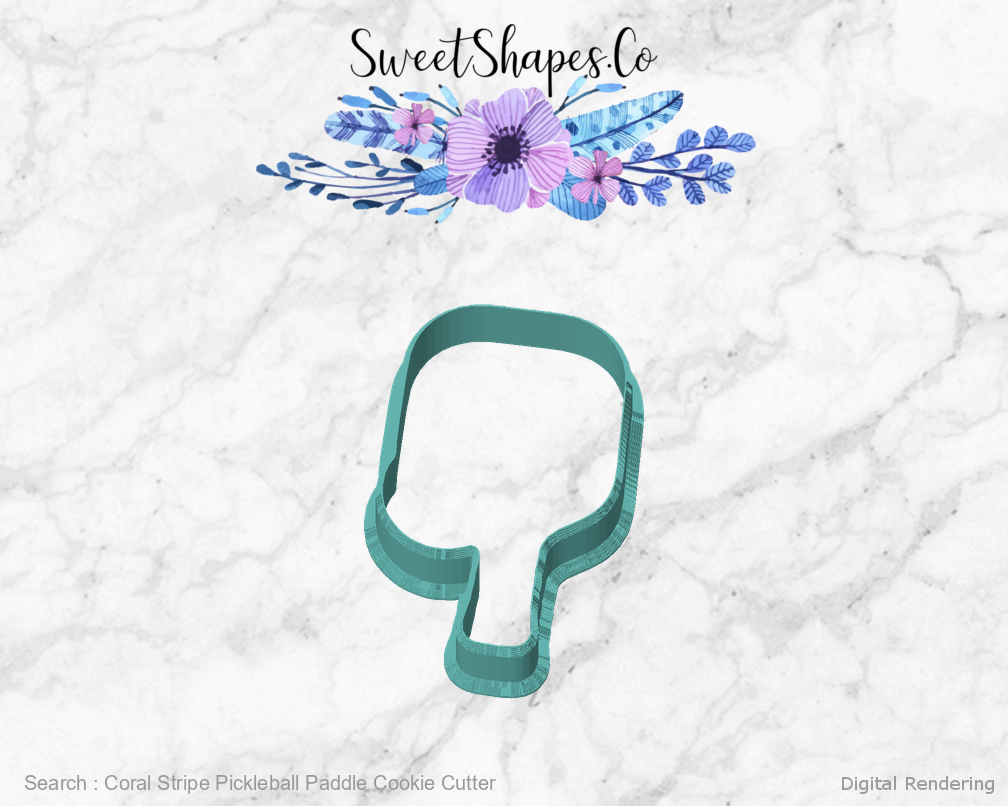 Coral Stripe Pickleball Paddle Cookie Cutter — front view