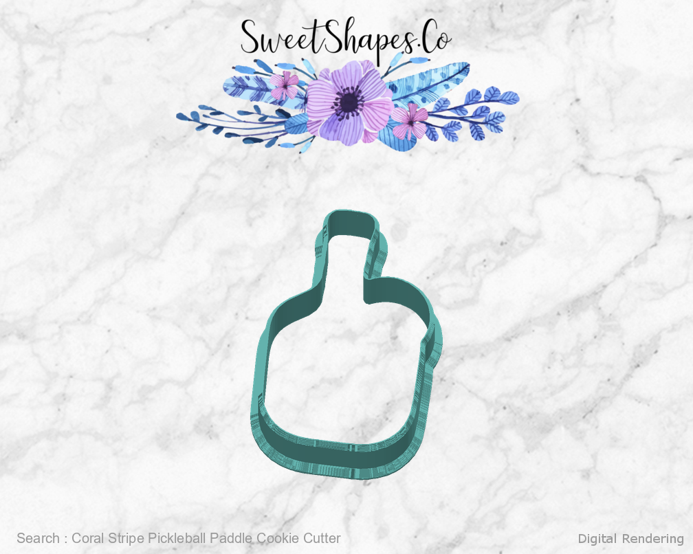 Coral Stripe Pickleball Paddle Cookie Cutter — back view