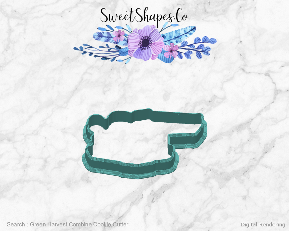 Green Harvest Combine Cookie Cutter — back view