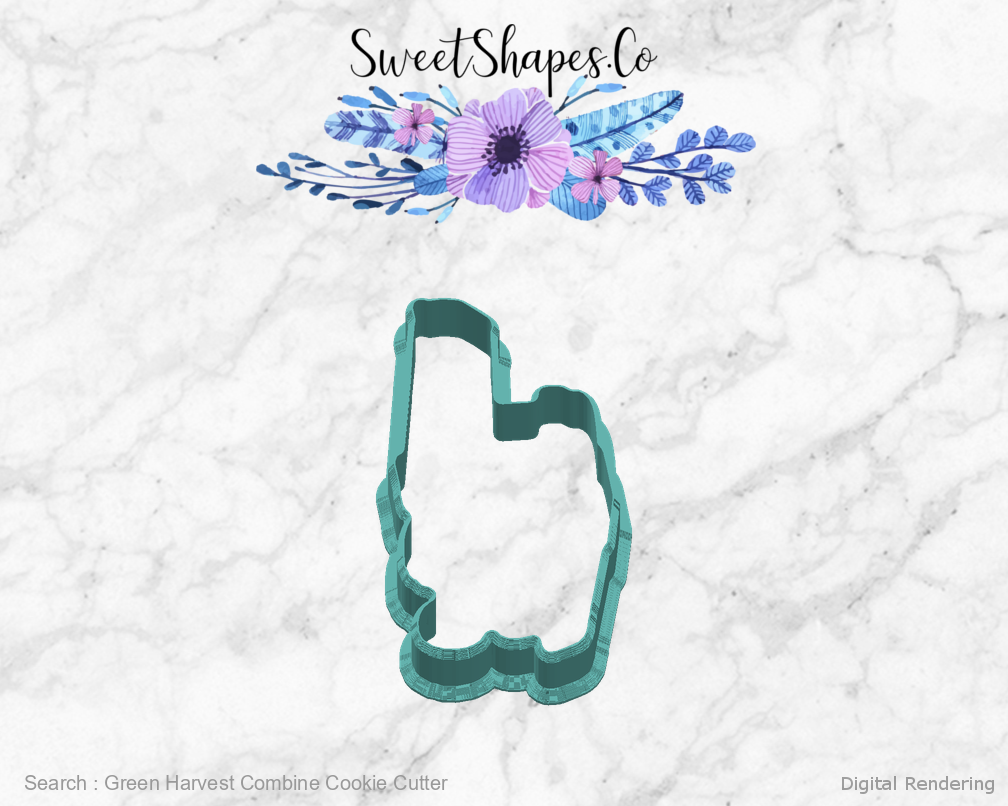Green Harvest Combine Cookie Cutter — right view