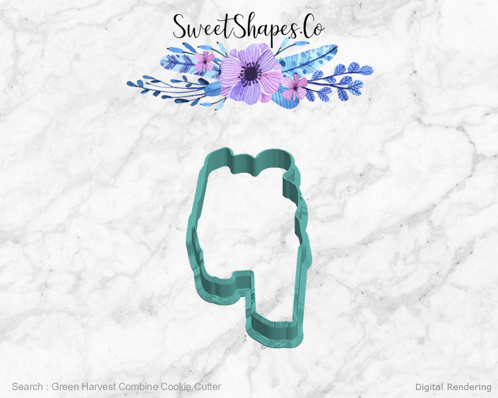 Green Harvest Combine Cookie Cutter — left view