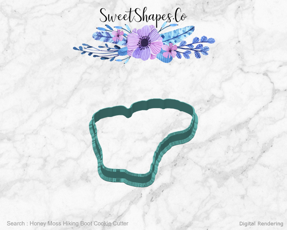 Honey Moss Hiking Boot Cookie Cutter — back view