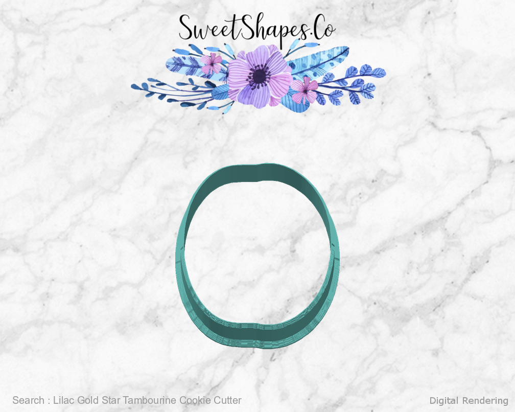 Lilac Gold Star Tambourine Cookie Cutter — right view