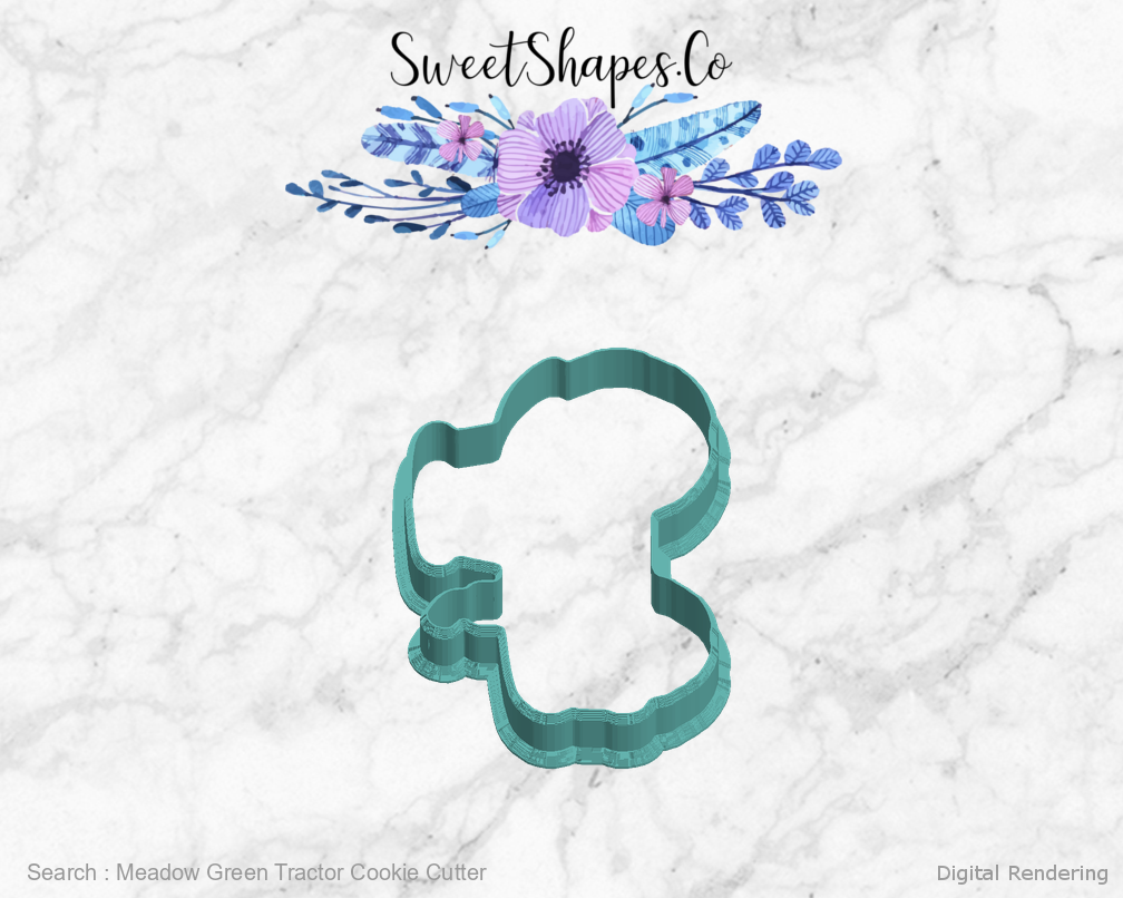 Meadow Green Tractor Cookie Cutter — left view