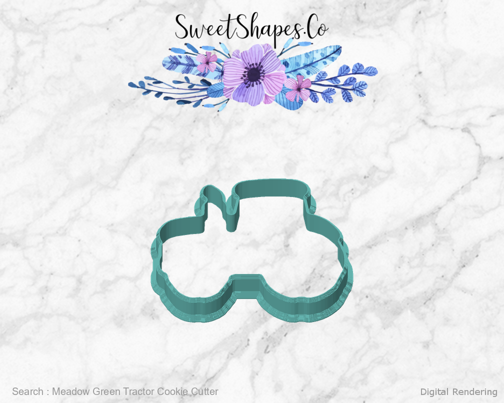 Meadow Green Tractor Cookie Cutter — front view