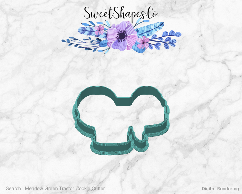 Meadow Green Tractor Cookie Cutter — back view