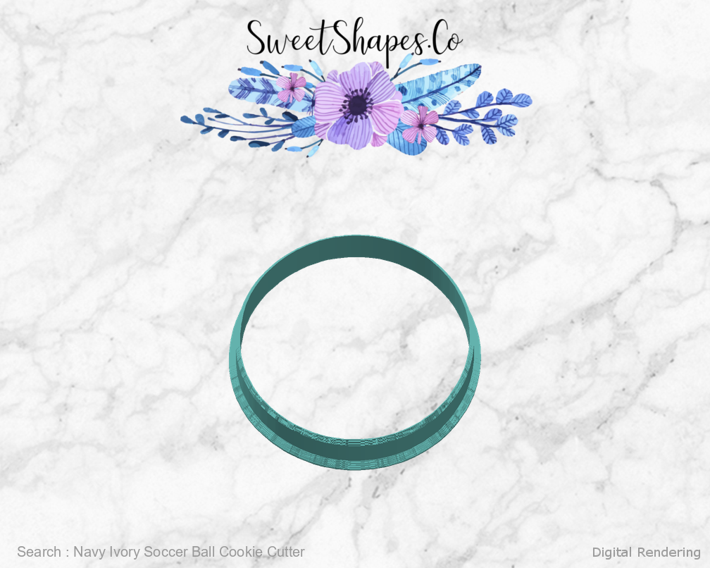 Navy Ivory Soccer Ball Cookie Cutter — right view