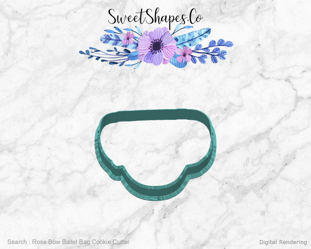 Rose Bow Ballet Bag Cookie Cutter — back view