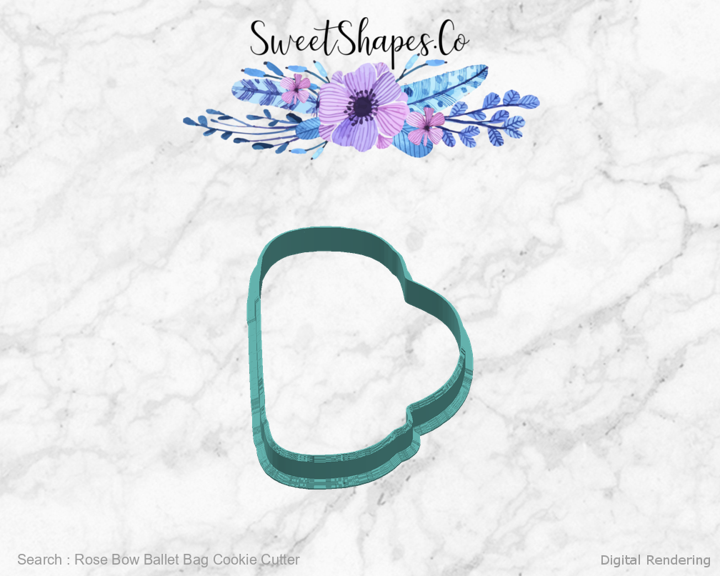 Rose Bow Ballet Bag Cookie Cutter — right view