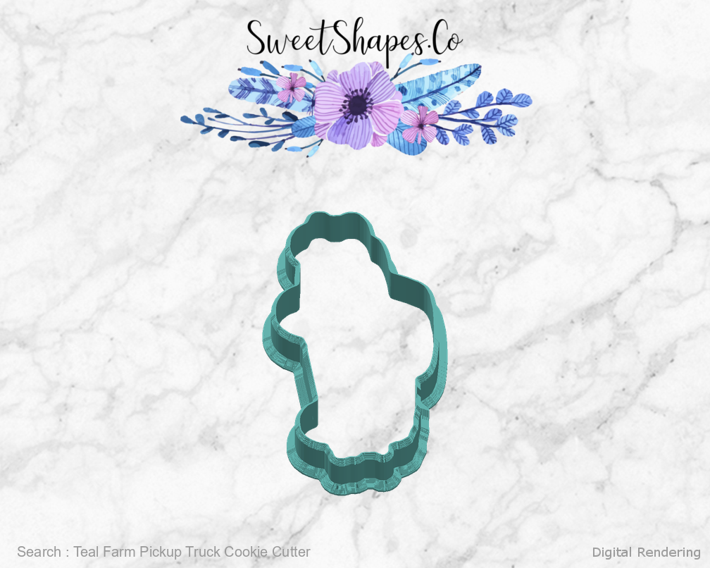 Teal Farm Pickup Truck Cookie Cutter — right view