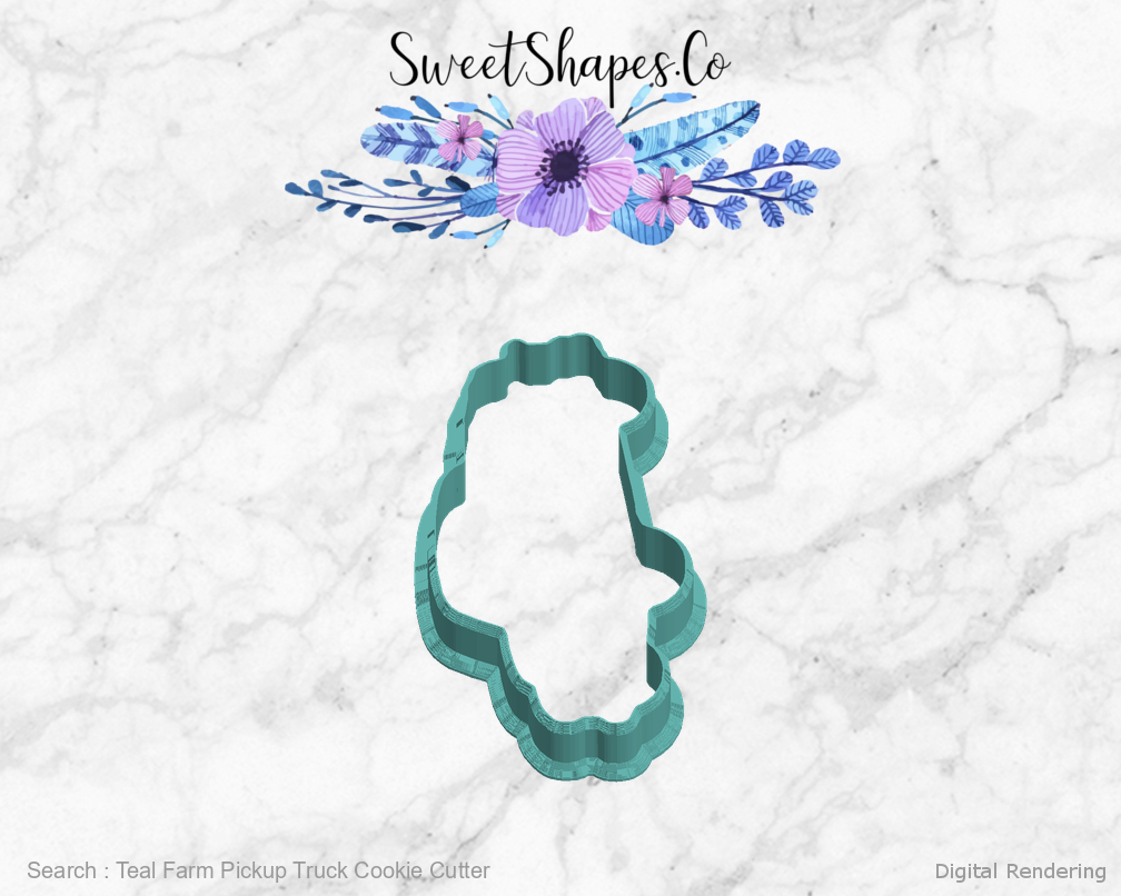 Teal Farm Pickup Truck Cookie Cutter — left view