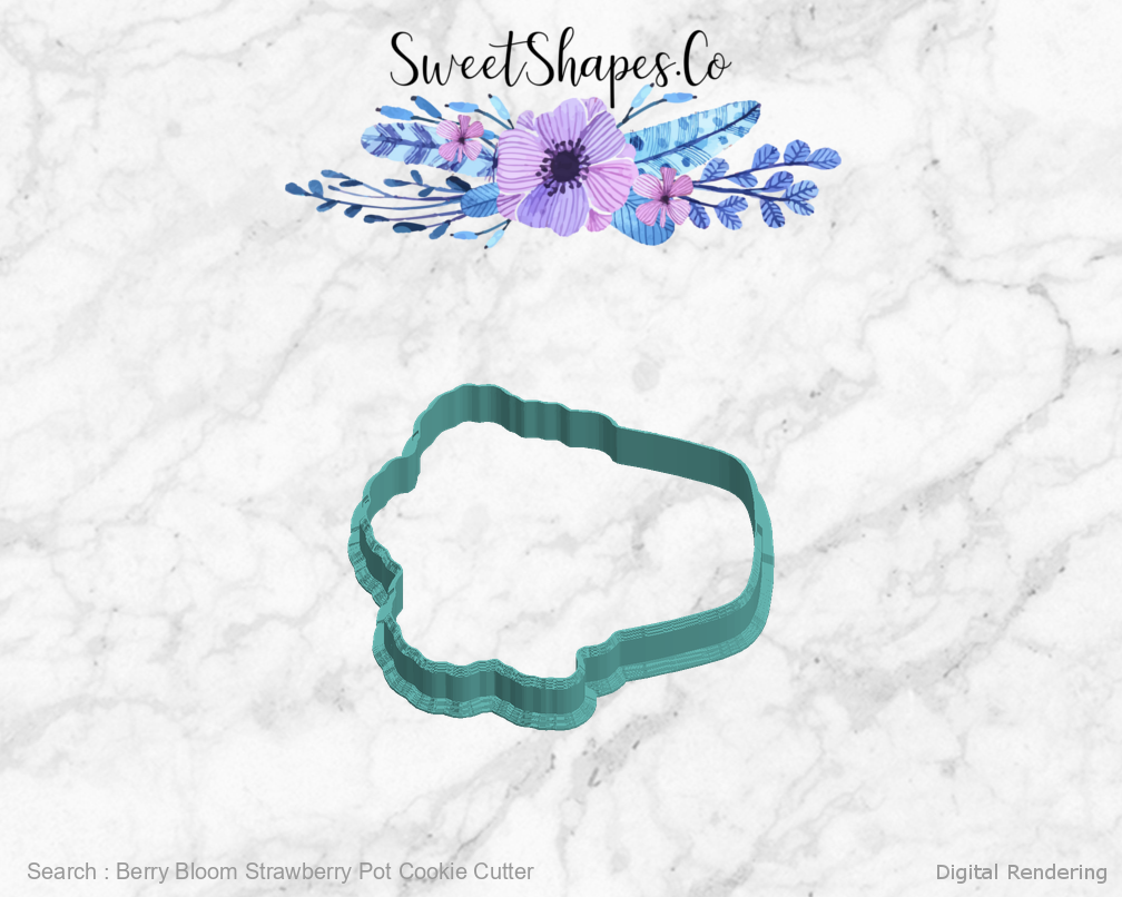 Berry Bloom Strawberry Pot Cookie Cutter — left view