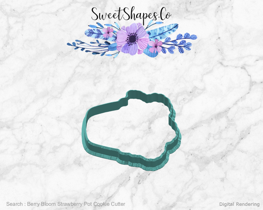 Berry Bloom Strawberry Pot Cookie Cutter — right view